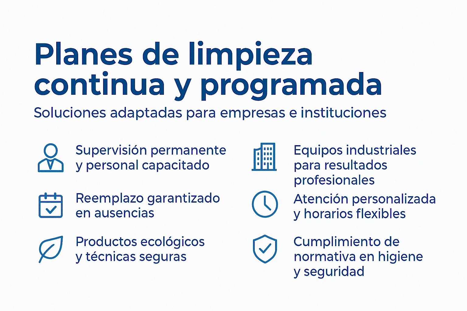 Planes de Limpieza y Aseo, Oficinas, Industria, Colegios